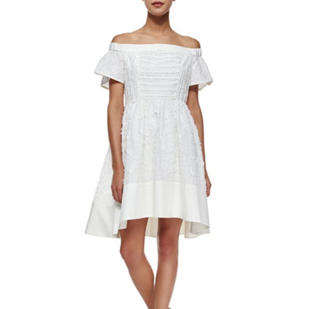 Tibi Sakura Off-the-Shoulder Dress, White